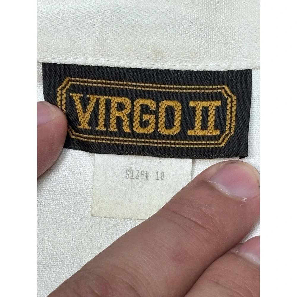 Vintage 80s VIRGO II Nautical Blouse Women 10 White Black Military Button USA‎